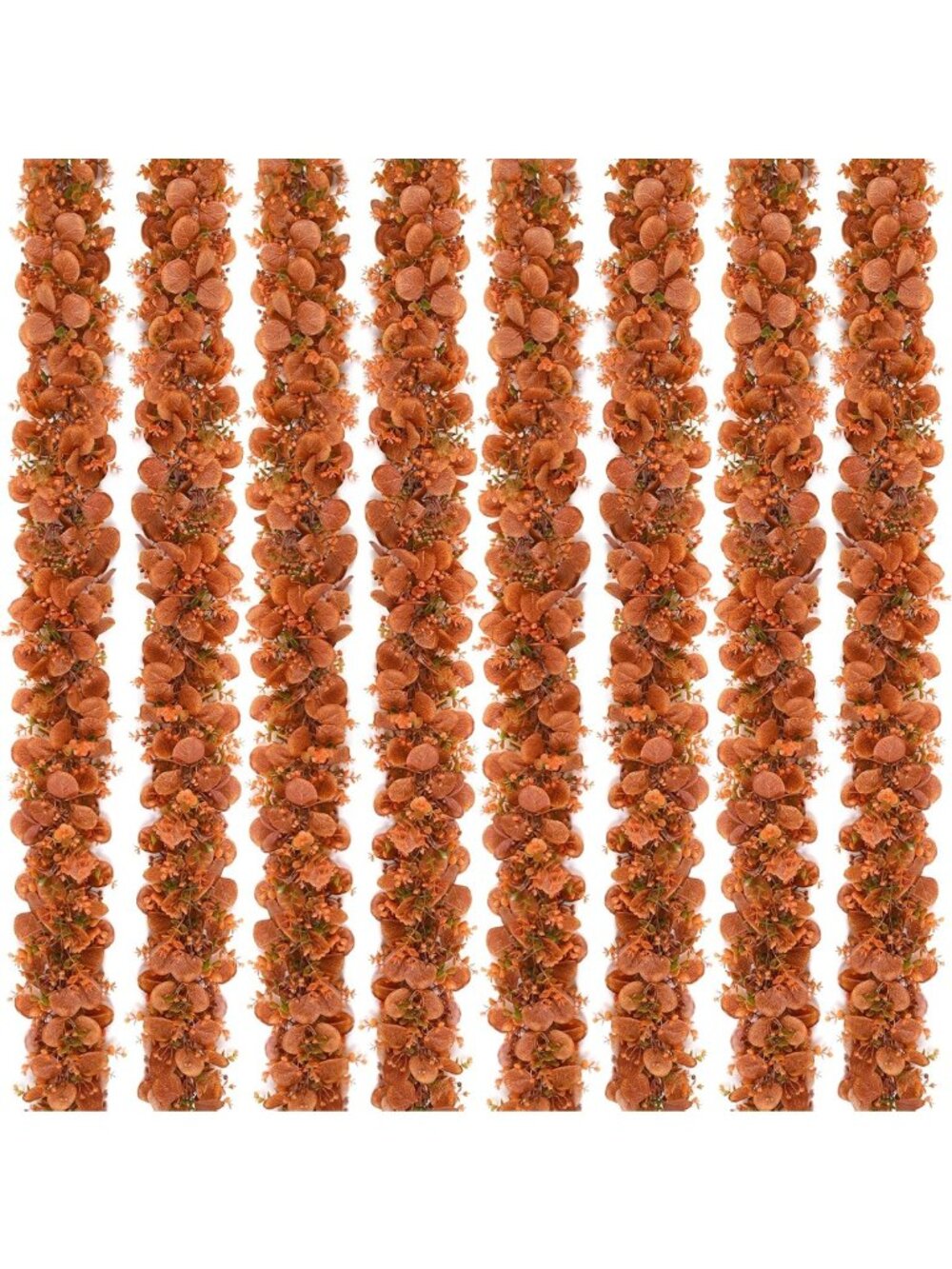 8-Pack Eucalyptus Garland - Fall Decor, Artificial Greenery with Flowers